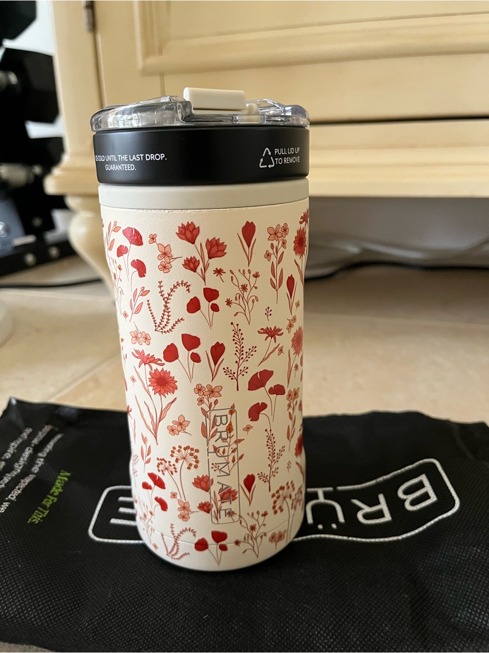 NEW! Poppy Cream & Red Floral Insulated Tumbler BruMate *Limited!** 3 in 1 trio.